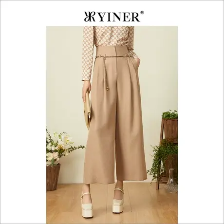 YINER音儿专柜女装2022夏季新款气质醋纤阔腿裤休闲裤商品大图