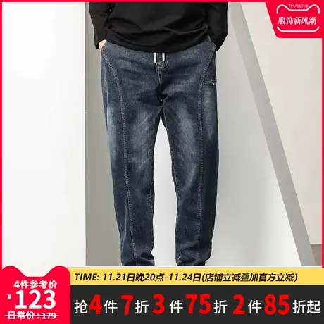 GxxH大码男装2023秋冬新款宽松百搭潮流复古美式牛仔休闲长裤商品大图