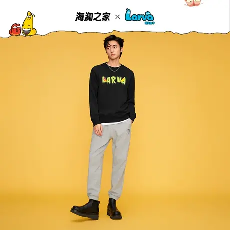 HLA/海澜之家【爆笑虫子联名】卫衣23秋冬圆领情侣印花长袖T恤图片