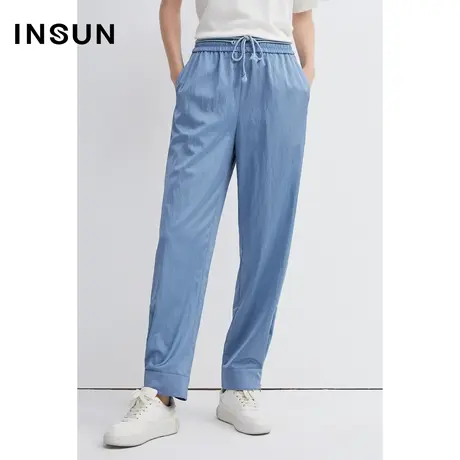 INSUN恩裳春季肌理感宽松微收口休闲裤商品大图