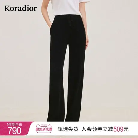 珂莱蒂尔早秋新款宽松直筒黑色阔腿裤女休闲裤运动风显瘦百搭裤子商品大图