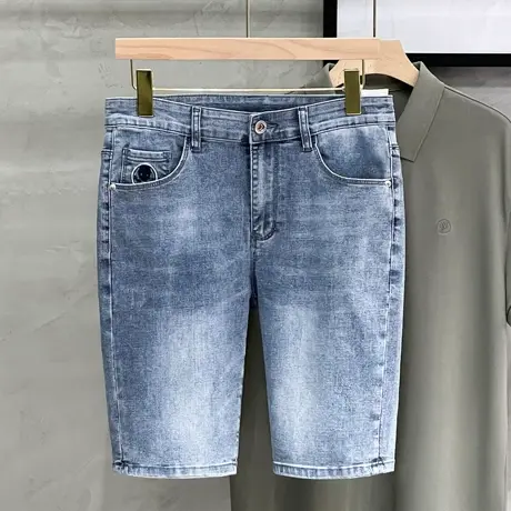 牛仔短裤男夏季2023年新款直筒修身简约弹力潮牌百搭五分中裤子图片