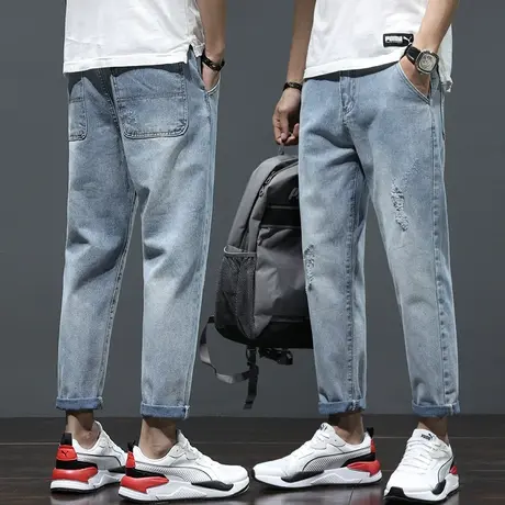 破洞牛仔裤男2024年新款潮牌直筒宽松夏季春秋款休闲裤子男裤春季商品大图