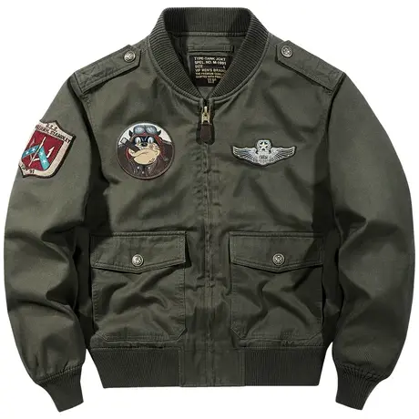 VIP美式复古飞行员夹克男士纯棉工装外套刺绣大码潮流刺绣棒球服商品大图