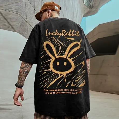 2025新款青少年短袖国潮胖子男装潮牌T恤宽松大码半袖衣服夏装男商品大图