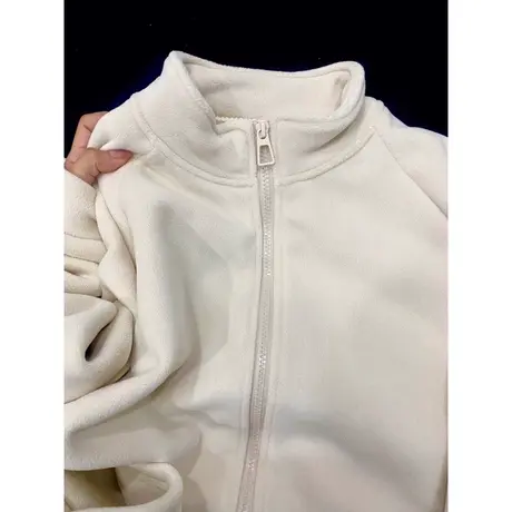 摇粒绒立领卫衣女秋冬加绒加厚宽松显瘦拉链开衫外套上衣ins潮牌商品大图