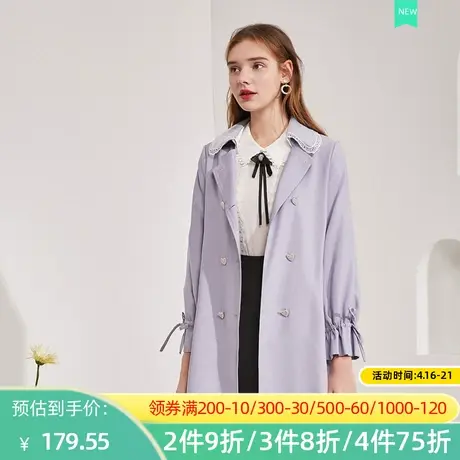 秋水伊人春秋女士大衣纯色洋气时髦设计感气质时尚百搭外套女Q777图片