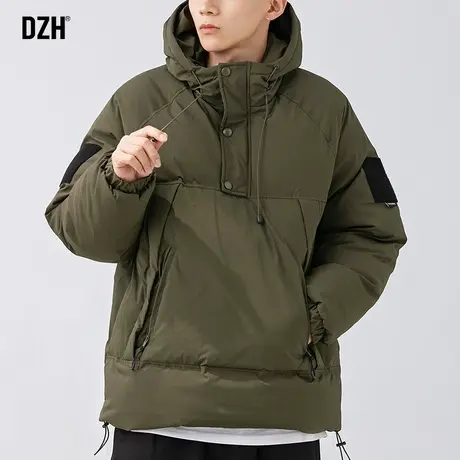 男生绿色连帽棉衣男款棉服棉袄子男士冬季新款外套冬装2023新款男图片