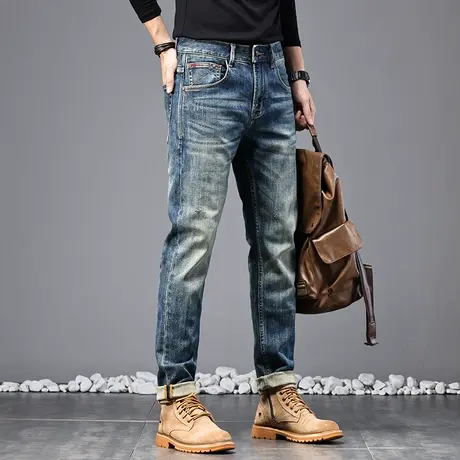 美式高街牛仔裤大牛水洗直筒高档牛仔裤男士休闲百搭潮流牛仔裤商品大图