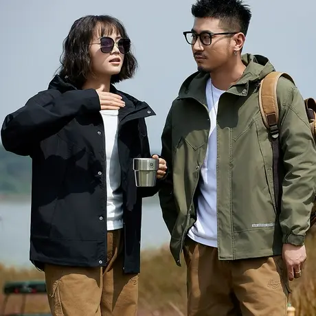 秋季外套男户外运动连帽休闲男外套潮流保暖情侣夹克休闲潮流外套图片