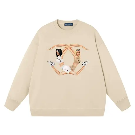 秀洛恶搞潮牌卡戴珊姐妹卫衣纯棉圆领春秋新款纯棉宽松设计师衣服图片