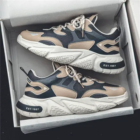 莆田男鞋2024新款春秋季潮流休闲百搭老爹鞋青少年跑步厚底运动鞋商品大图