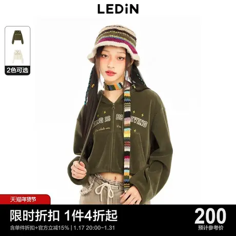 【商场同款】乐町复古学院风外套短款上衣连帽开衫卫衣C2BBD4129商品大图