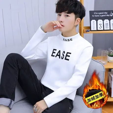 2023秋冬新款高领毛衣男士韩版潮流加绒针织衫帅气打底衫冬季上衣商品大图