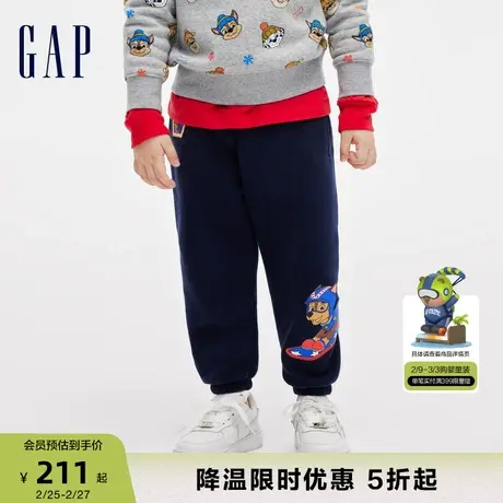 【汪汪队联名】Gap男幼童冬季洋气卫裤抓绒保暖运动束脚裤847204商品大图