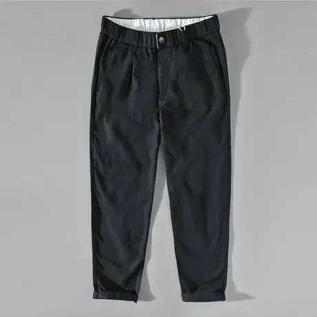 棉麻休闲裤男春季黑色2024年新款宽松九分裤男士长裤百搭垂感裤子商品大图