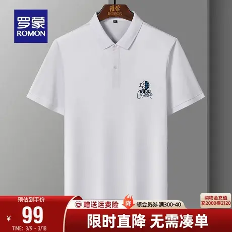 【直降】罗蒙男士短袖T恤2024春薄款凉感透气翻领短袖POLO衫男图片