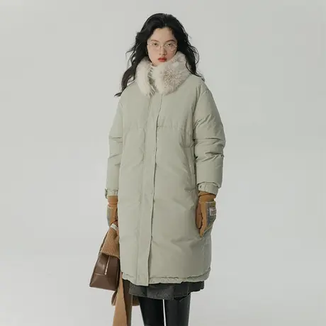 omont蛋挞家 可拆卸毛领羽绒服女冬季新款中长款加厚面包服外套商品大图