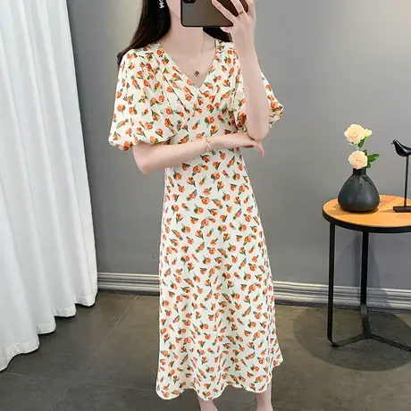 春装女2023新款茶歇法式连衣裙子夏季女装气质碎花包臀长裙春秋款图片