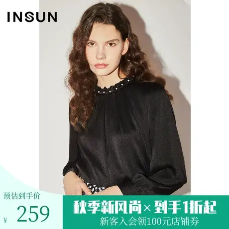 [高级商务]恩裳COVER春秋新款钉珠小立领肌理泡泡纹仿醋酸衬衫图片