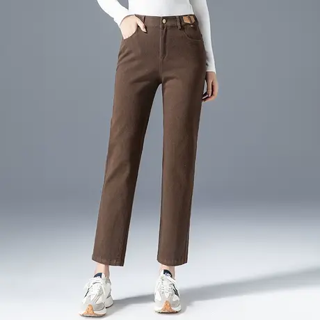 高腰休闲直筒裤女2023新款秋季妈妈裤子春秋显瘦烟管裤小脚九分裤商品大图