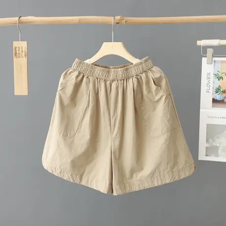 休闲工装短裤女夏季薄款韩版高腰小个子宽松显瘦松紧腰a字阔腿裤图片