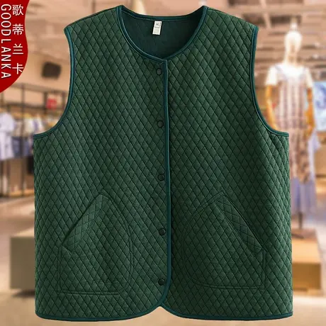 中老年女装马甲外套加肥加大宽松背心中年妈妈春秋外穿夹棉马夹女商品大图