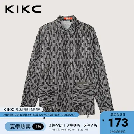 kik衬衫式夹克外套男2023春夏新款商场同款休闲潮流印花衬衫外套图片
