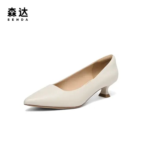森达气质单鞋女2023秋季新款时尚通勤尖头浅口小猫跟ZTC02CQ3图片