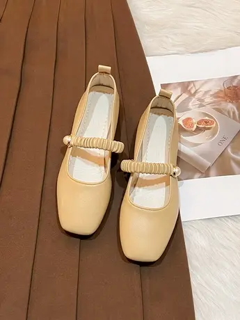 玛丽珍鞋2023年夏季新款百搭方头晚晚风高跟鞋温柔粗跟仙女单鞋女图片