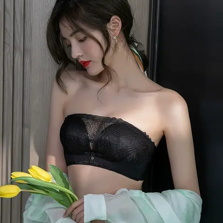 无肩带内衣女小胸聚拢防滑抹胸裹胸防走光美背加厚文胸无钢圈胸罩图片