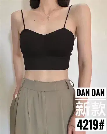 美背内衣女无钢圈吊带背心抹胸式文胸黑色百搭外穿带胸垫性感裹胸图片