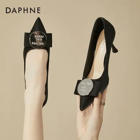 Daphne/达芙妮高跟鞋女2024新款细跟浅口法式单鞋女晚晚风温柔鞋图片