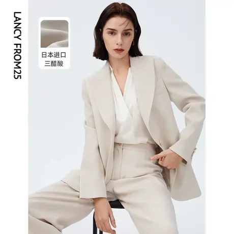 朗姿三醋酸职场高级感气质休闲西装正装女春秋季新款白色西服外套图片
