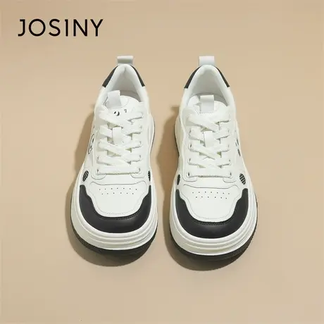 Josiny/卓诗尼小白鞋女2024新款春季厚底板鞋舒适少女风熊猫鞋子商品大图
