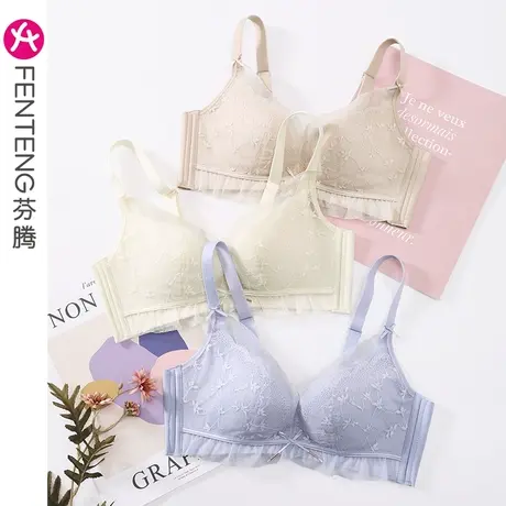 芬腾女士内衣夏季薄款透气上托防下垂聚拢无钢圈蕾丝胸罩少女文胸图片