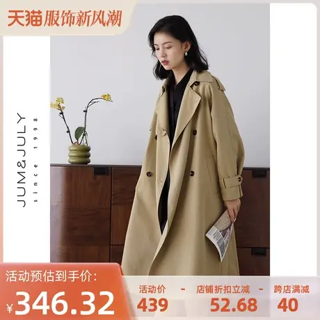 嘉茱莉2023春秋新款复古英伦风风衣外套女长款今年流行风衣外套图片