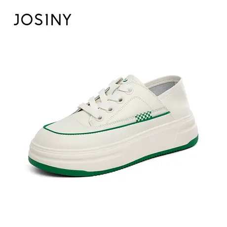 Josiny/卓诗尼2023秋冬新款厚底运动鞋女白绿色商品大图
