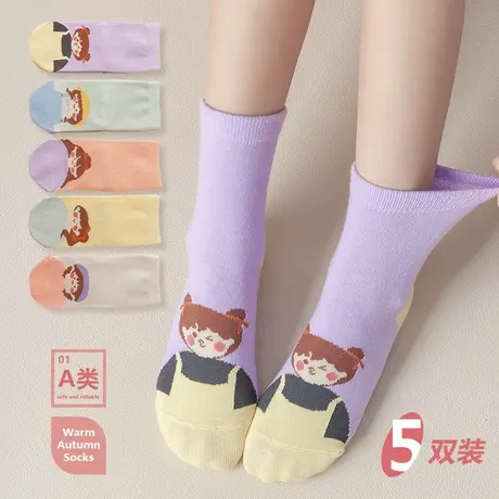 儿童袜子春秋女童中筒棉袜卡通公主花边长袜秋冬四季潮袜2022新款图片