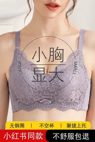 南极人内衣女小胸聚拢加厚收副乳防下垂平胸专用性感无钢圈文胸罩商品大图