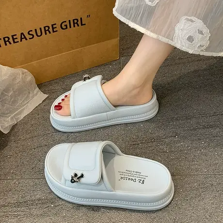 厚底气质凉拖鞋女2025年夏季新款时尚沙滩配裙子拖鞋高级法式凉鞋商品大图