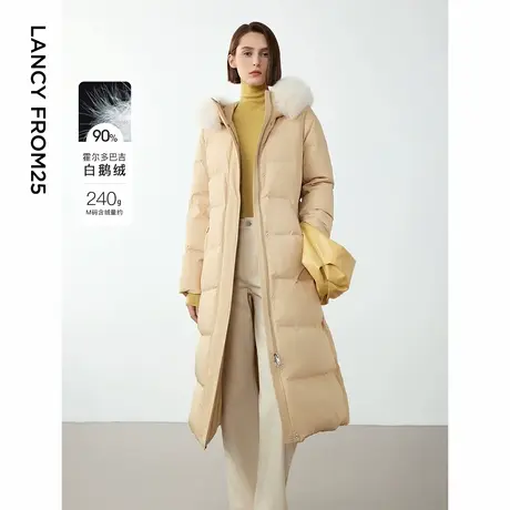 【王楚然同款】朗姿霍尔多巴吉鹅绒狐狸毛领女2024冬季新款羽绒服图片