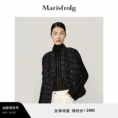 【轻羽系列】玛丝菲尔黑色短款无袖羽绒马甲外套女商品大图