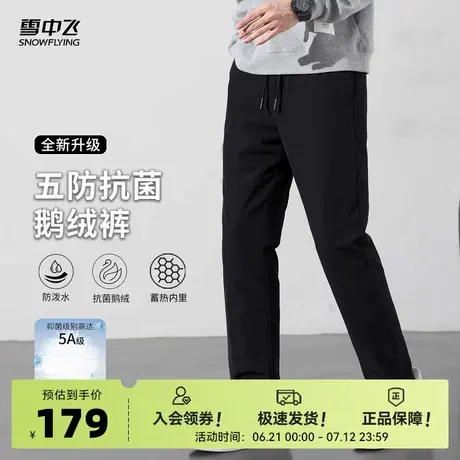 雪中飞2025夏新款男士鹅绒裤直筒蓄热防泼水抗静电5A抗菌绒商务商品大图