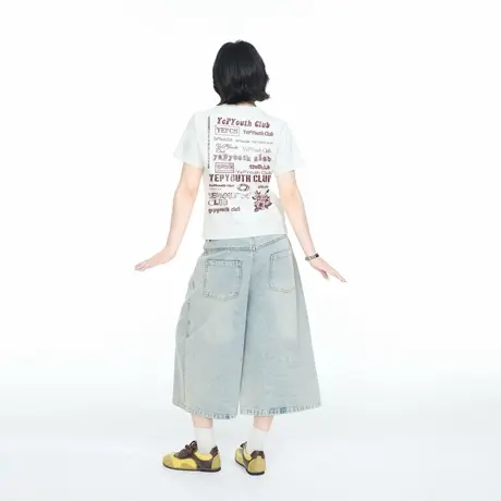 2025新款字母印花正肩短袖T恤女夏季街头风潮流短款ins超好看上衣商品大图