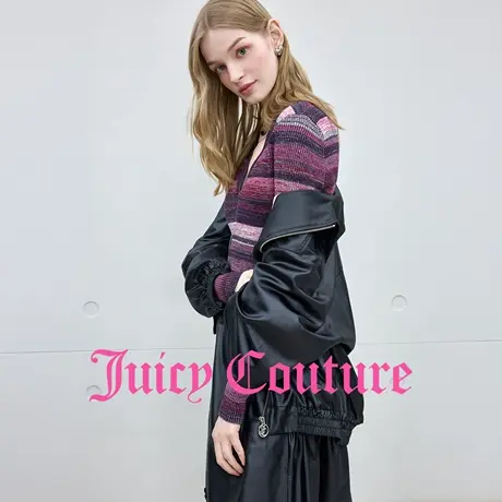 Juicy Couture橘滋针织衫女2025年秋季新款提花V领修身打底上衣商品大图