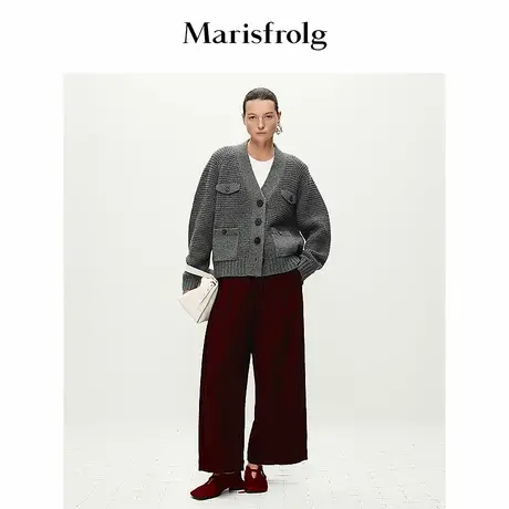 【轻密针织】Marisfrolg玛丝菲尔冬宽松羊毛针织开衫外套图片