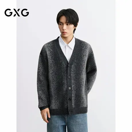 GXG男装 渐变设计开衫时尚通勤针织衫休闲外套毛衣 25年秋季新品商品大图