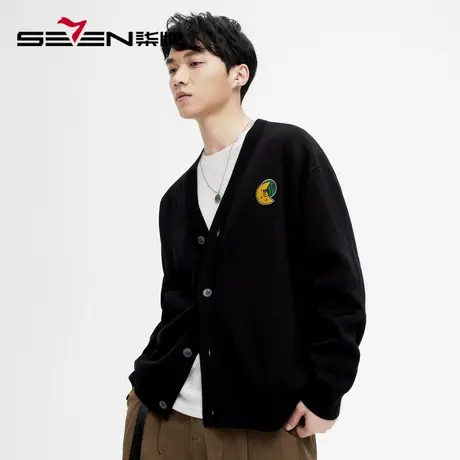 柒牌旗下清仓潮牌SVNMDN开衫毛衣男2022秋季时尚减龄百搭V领毛衫图片