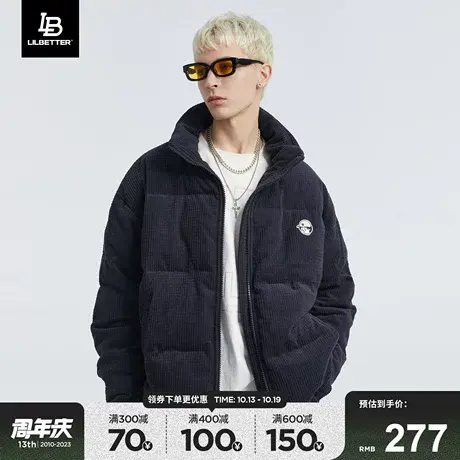Lilbetter华夫格棉衣男冬新款棉袄保暖防寒棉服加绒加厚夹克外套商品大图